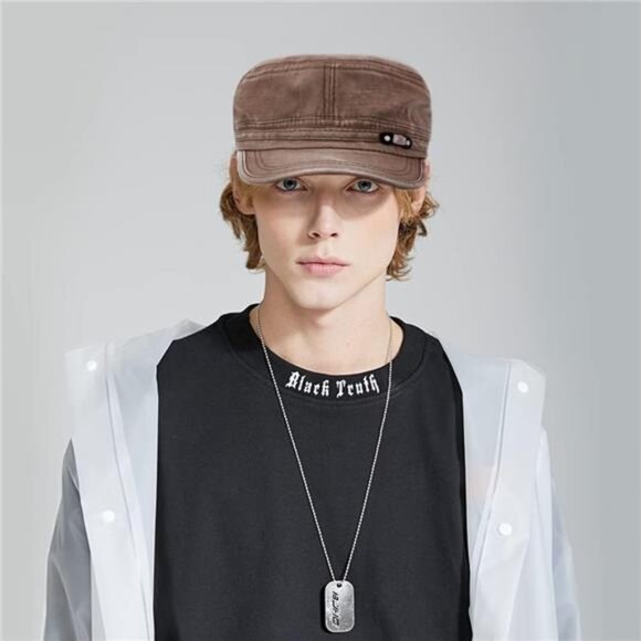 Unisex Army Cadet Cap Adjustable Flat Top Military Hat Cotton Baseball Hat - Picture 2 of 8